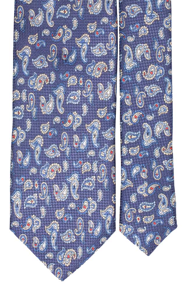Cravatta di Seta Blu Avio Paisley Multicolor Made in Italy Graffeo Cravatte Pala