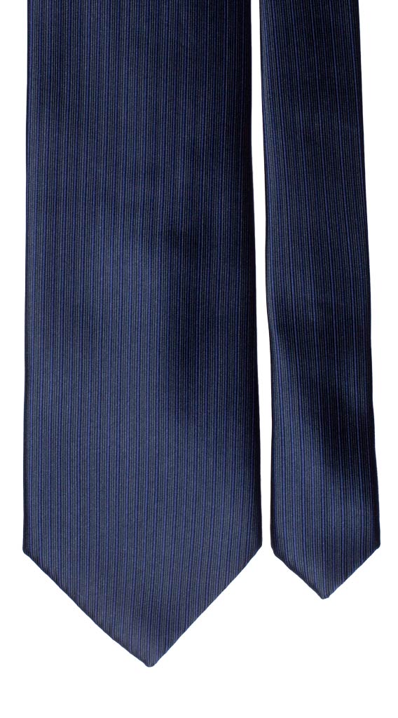 Cravatta di Seta Blu Blu Navy Righe Verticali Tono su Tono Made in Italy graffeo Cravatte Pala