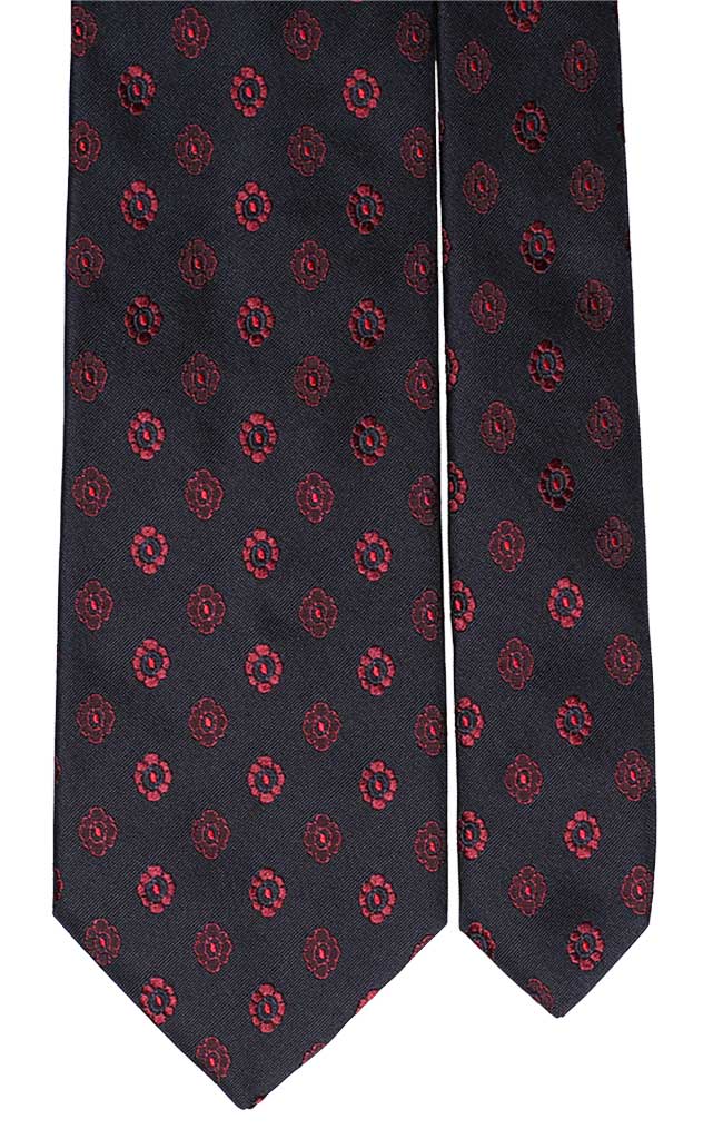 Cravatta di Seta Blu Con Fantasia Rossa Made in Italy Graffeo Cravatte Pala