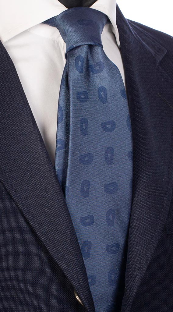 Cravatta di Seta Blu Denim Paisley Blu Made in Italy Graffeo Cravatte
