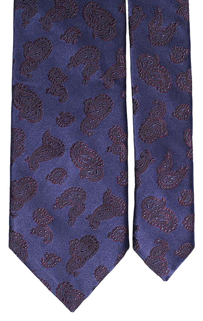 Cravatta di Seta Blu Effetto Cangiante Paisley Bordeaux Made in Italy Graffeo Cravatte Pala