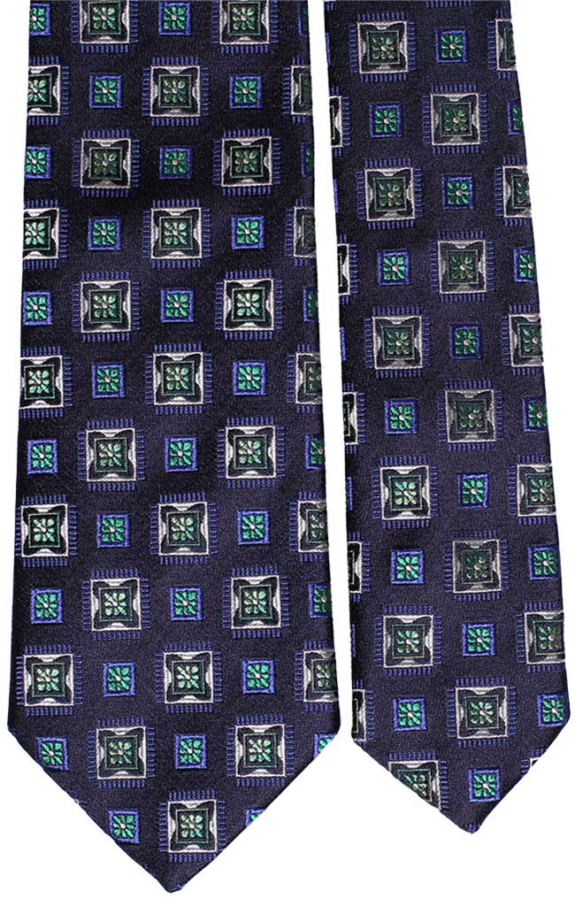 Cravatta di Seta Blu Fantasia Bianca Verde Lilla Made in Italy Graffeo Cravatte Pala