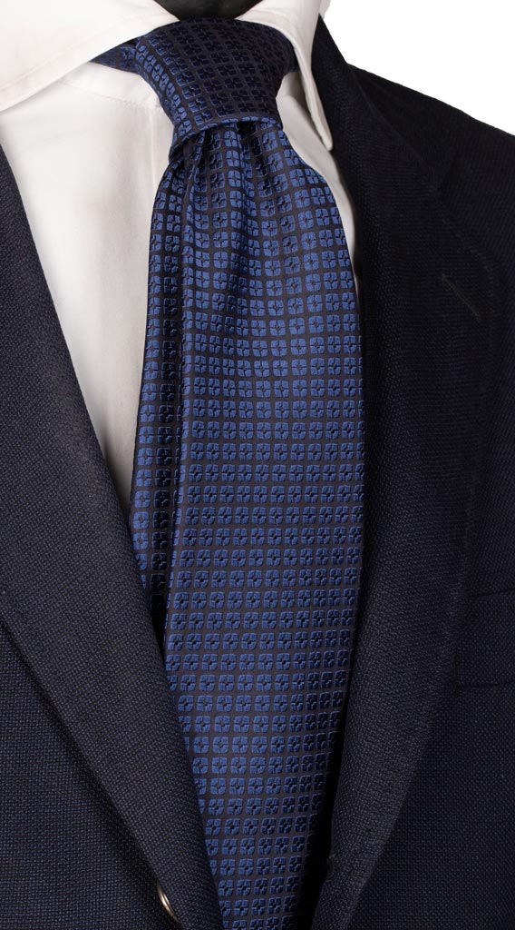 Cravatta di Seta Blu Fantasia Bluette Made in italy Graffeo Cravatte