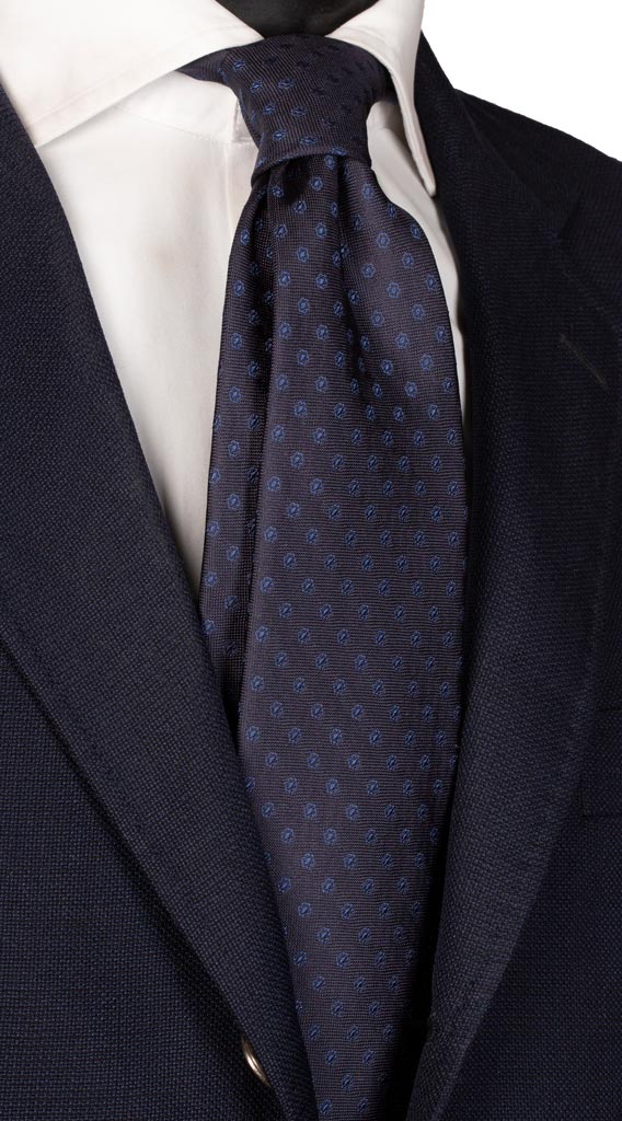 Cravatta di Seta Blu Fantasia Celeste Made in Italy Graffeo Cravatte
