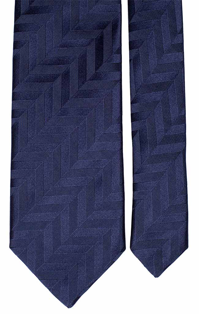 Cravatta di Seta Blu Fantasia Lisca di Pesce Tono su Tono Made in Italy Graffeo Cravatte Pala