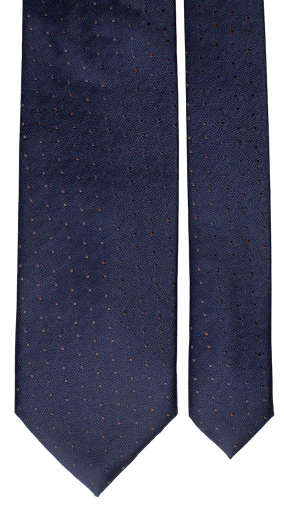 Cravatta di Seta Blu Fantasia Marrone Made in Italy graffeo Cravatte Pala