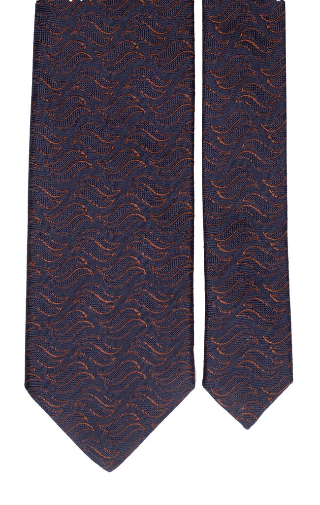 Cravatta di Seta Blu Fantasia Ruggine Made in Italy Graffeo Cravatte Pala