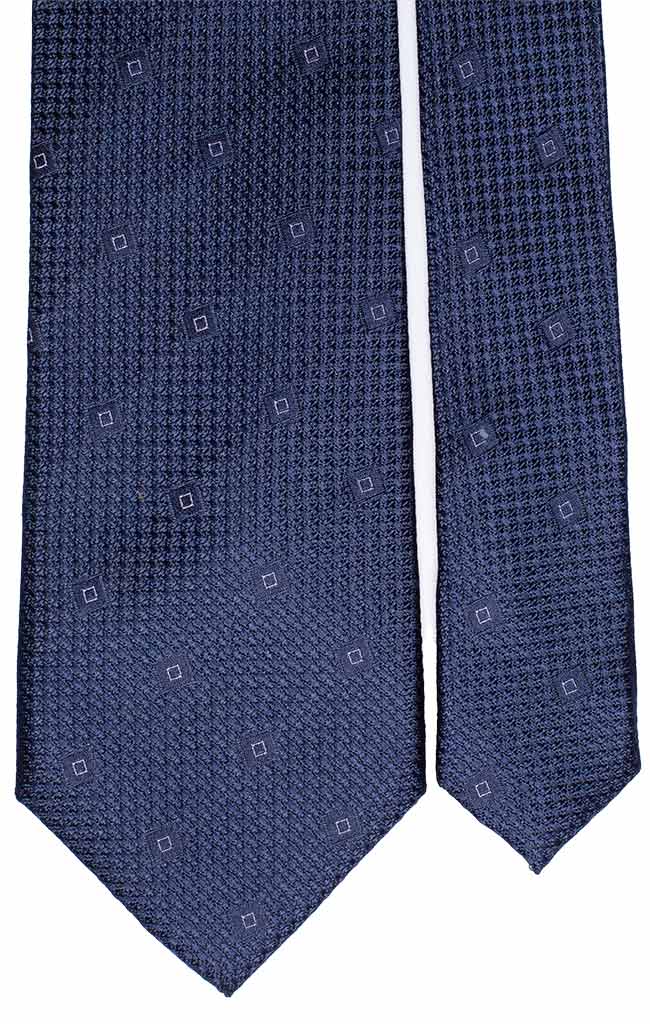 Cravatta di Seta Blu Fantasia Tono su Tono Celeste Made in Italy Graffeo Cravatte Pala