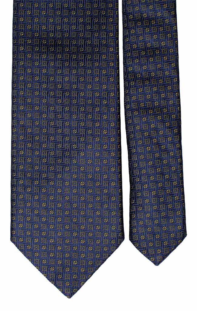 Cravatta di Seta Blu Fantasia Verde Made in Italy Graffeo Cravatte Pala