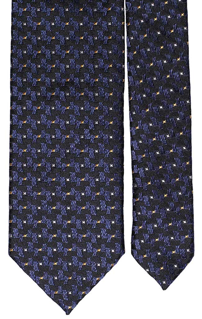 Cravatta di Seta Blu Jeans Micro Fantasia Gialla Blu Made in Italy Graffeo Cravatte Pala