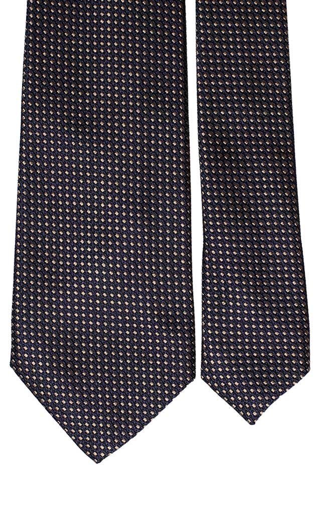 Cravatta di Seta Blu Micro Fantasia Beige Made in Italy Graffeo Cravatte Pala