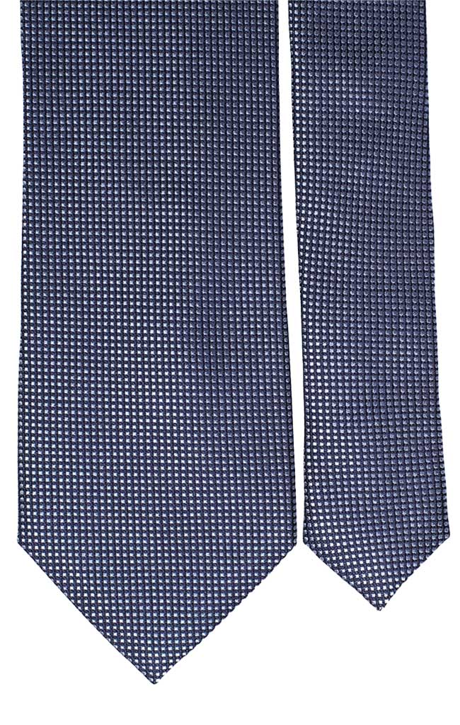 Cravatta di Seta Blu Micro Fantasia Celeste Made in Italy Graffeo Cravatte Pala