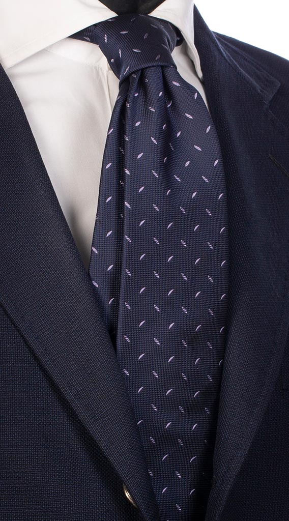 Cravatta di Seta Blu Micro Fantasia Glicine Made in Italy Graffeo Cravatte