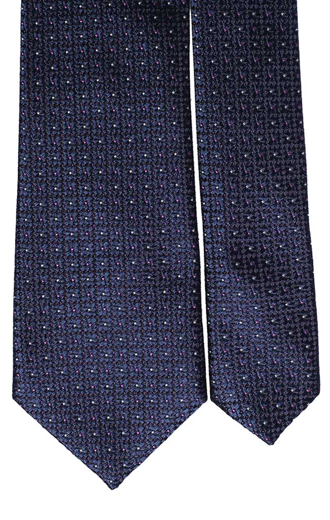 Cravatta di Seta Blu Micro Fantasia Rosa Bianco Made in Italy Graffeo Cravatte Pala