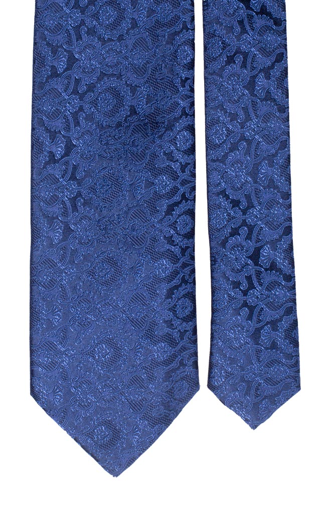 Cravatta di Seta Blu Navy Cangiante a Fiori Made in Italy Graffeo Cravatte Pala