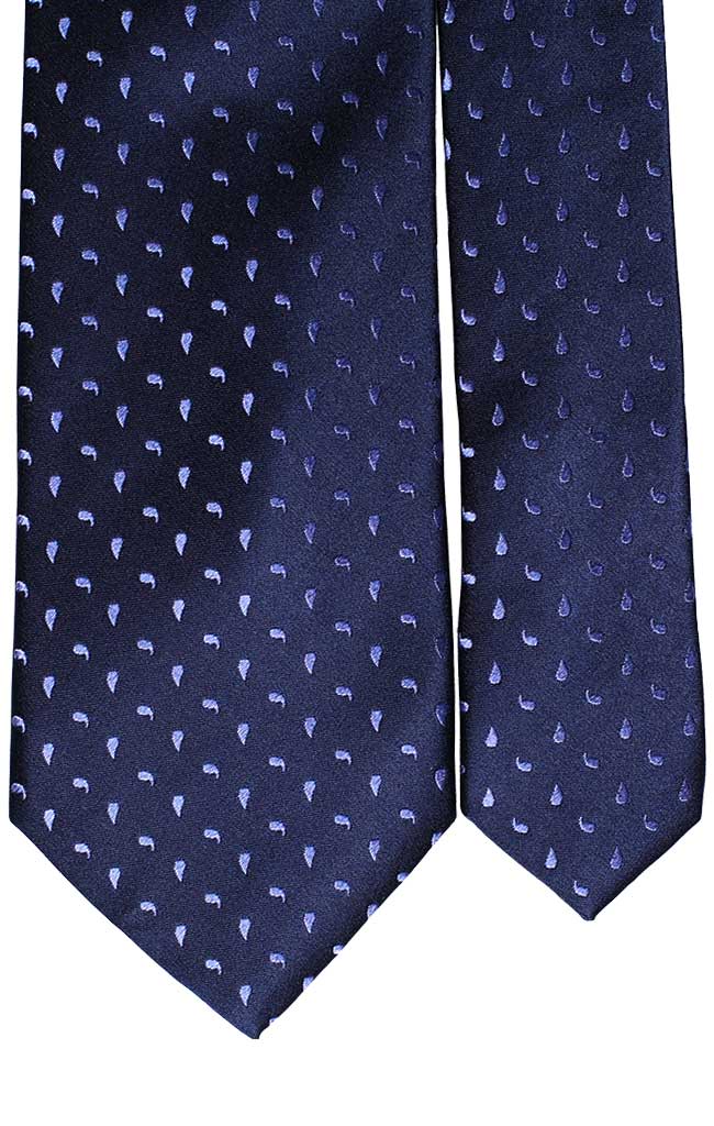 Cravatta di Seta Blu Navy Effetto Cangiante Paisley Lilla Made in Italy Graffeo Cravatte Pala