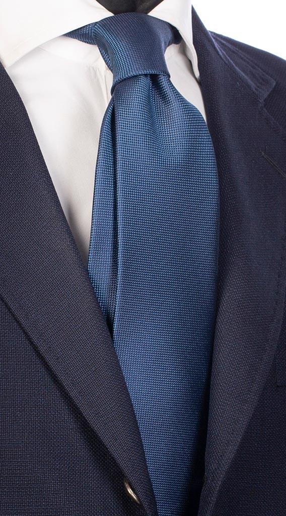 Cravatta di Seta Blu Navy Micro Fantasia Blu Made in Italy Graffeo Cravatte