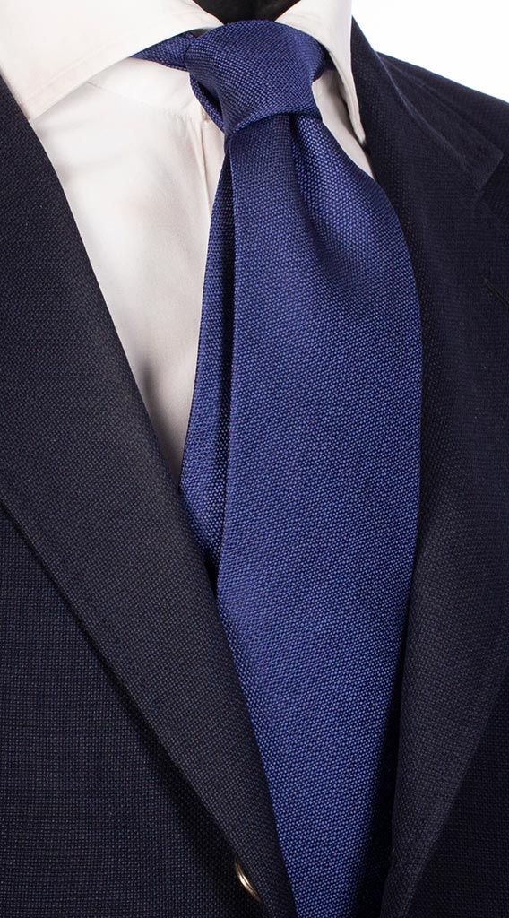 Cravatta di Seta Blu Navy Micro Fantasia Tono su Tono Made in Italy Graffeo Cravatte