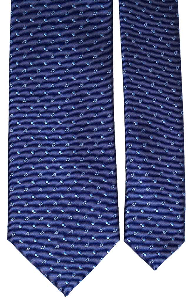Cravatta di Seta Blu Navy Micro Paisley Celeste Made in Italy Graffeo Cravatte Pala