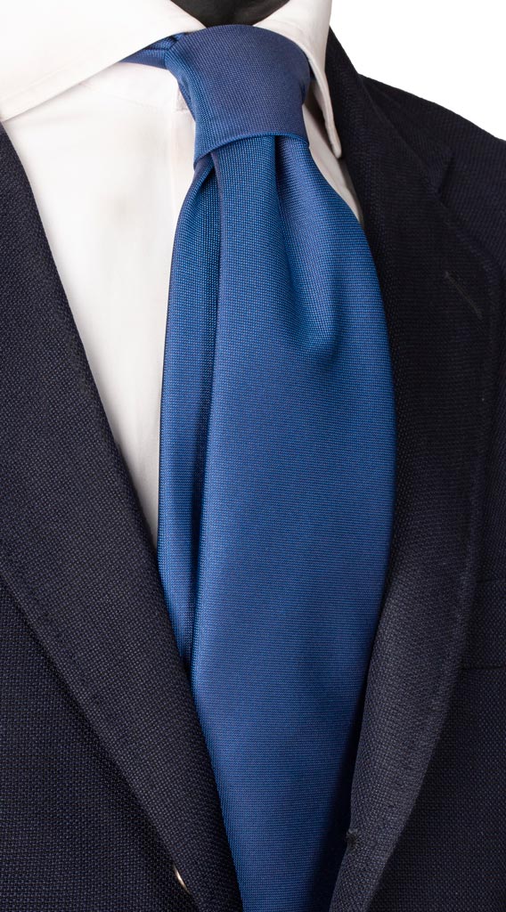 Cravatta di Seta Blu Navy Tinta Unita Made in Italy Graffeo Cravatte
