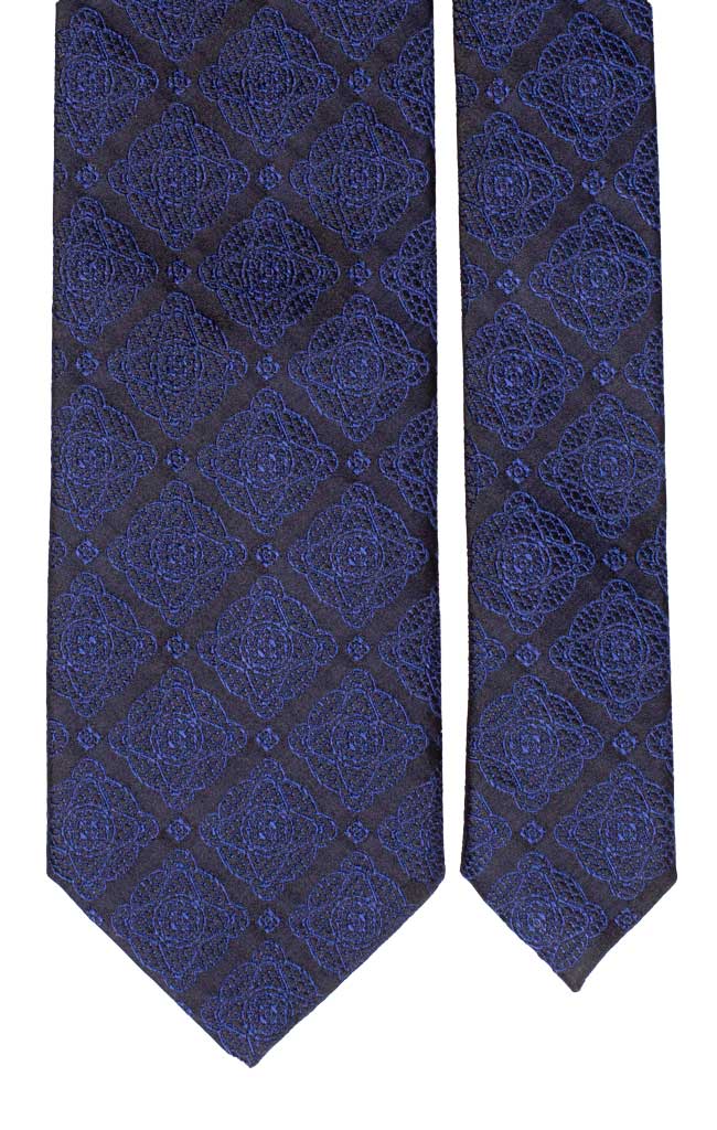 Cravatta di Seta Blu Notte Medaglioni Bluette Made in Italy Graffeo Cravatte Pala