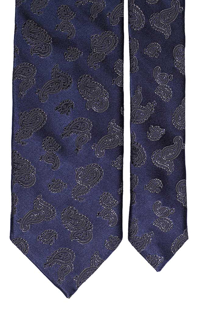 Cravatta di Seta Blu Paisley Beige Made in Italy Graffeo Cravatte Pala