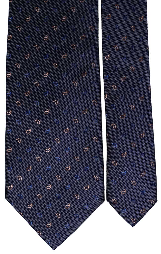 Cravatta di Seta Blu Paisley Blu Beige Made in Italy Graffeo Cravatte Pala