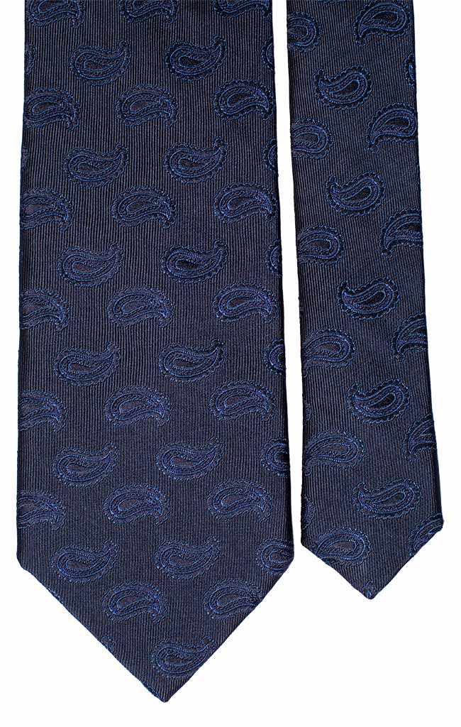 Cravatta di Seta Blu Paisley Bluette Made in Italy Graffeo Cravatte Pala