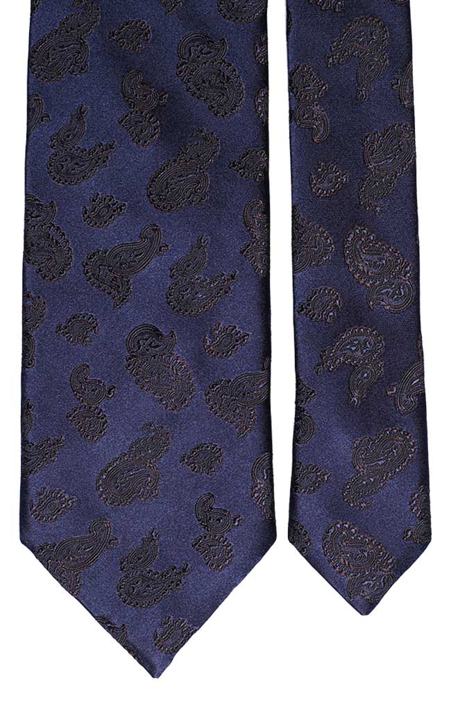 Cravatta di Seta Blu Paisley Marrone Made in Italy Graffeo Cravatte Pala