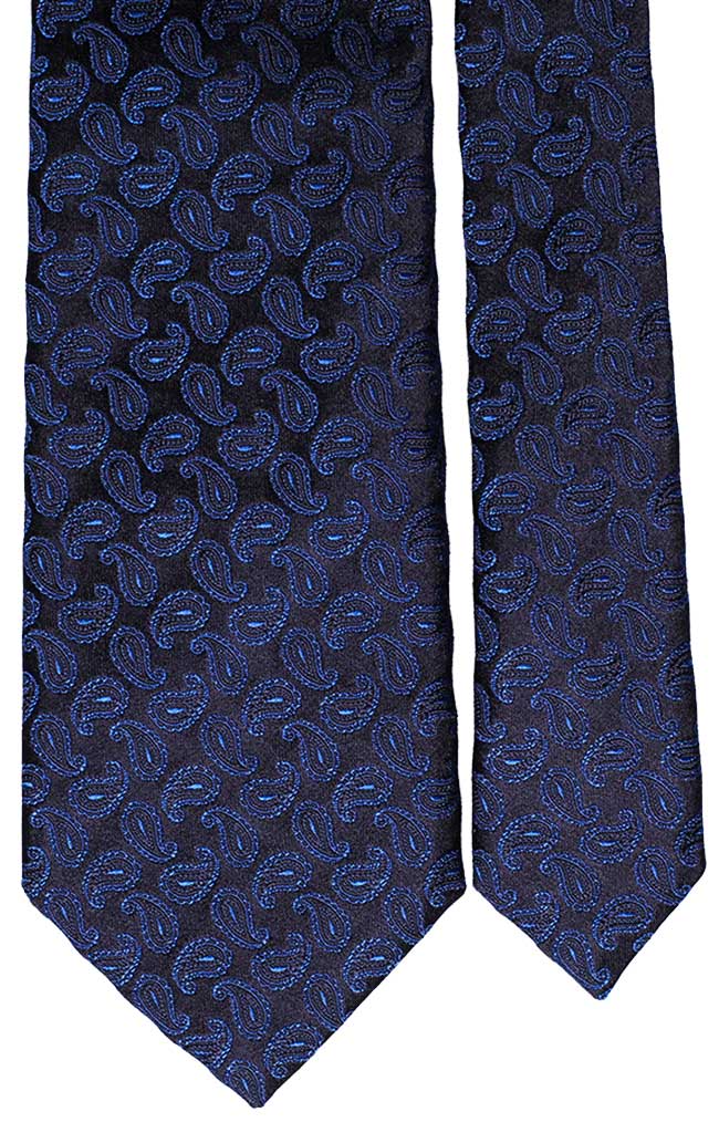 Cravatta di Seta Blu Paisley Tono su Tono Bluette Made in Italy Graffeo Cravatte Pala