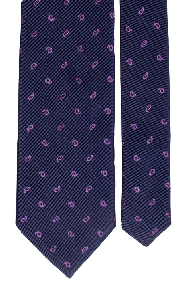 Cravatta di Seta Blu Paisley Viola Made in Italy Graffeo Cravatte Pala