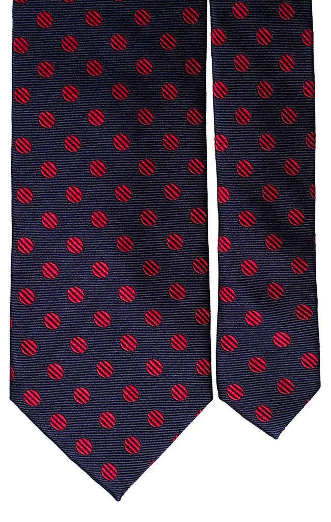 Cravatta di Seta Blu Pois Rosso Made in Italy Graffeo Cravatte Pala