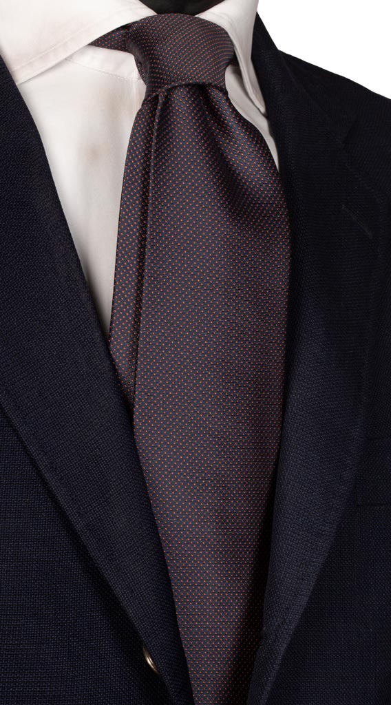 Cravatta di Seta Blu Punto a Spillo Ruggine Made in Italy Graffeo Cravatte