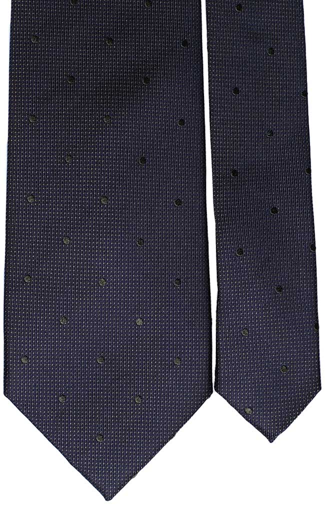 Cravatta di Seta Blu Punto a Spillo Verde Chiaro Pois Verde Oliva Made in Italy Graffeo Cravatte Pala