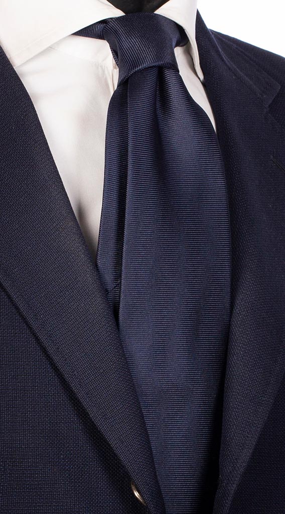 Cravatta di Seta Blu Riga Orizzontale Tono su Tono Made in Italy Graffeo Cravatte