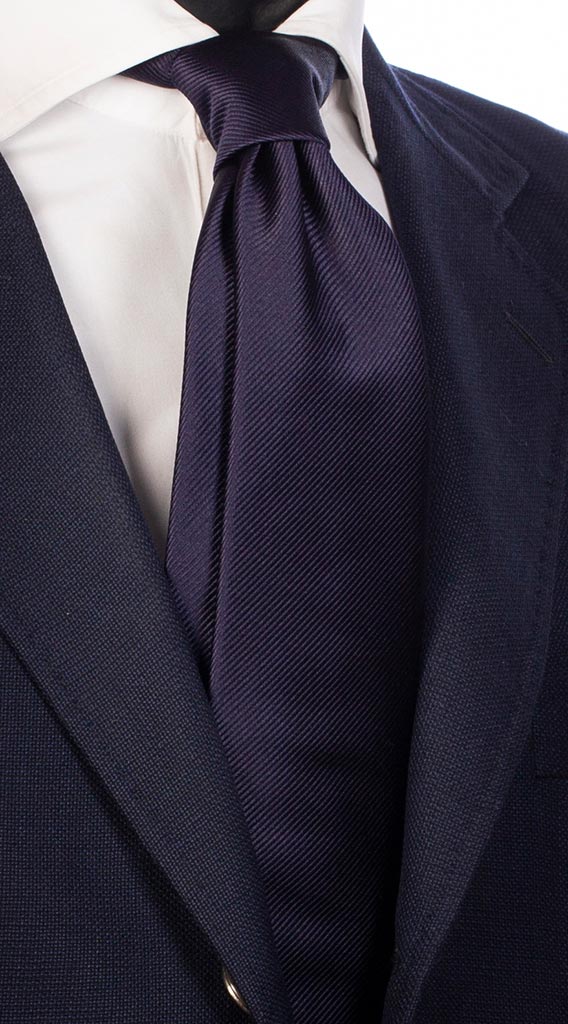 Cravatta di Seta Blu Riga Tono su Tono Made in Italy Graffeo Cravatte
