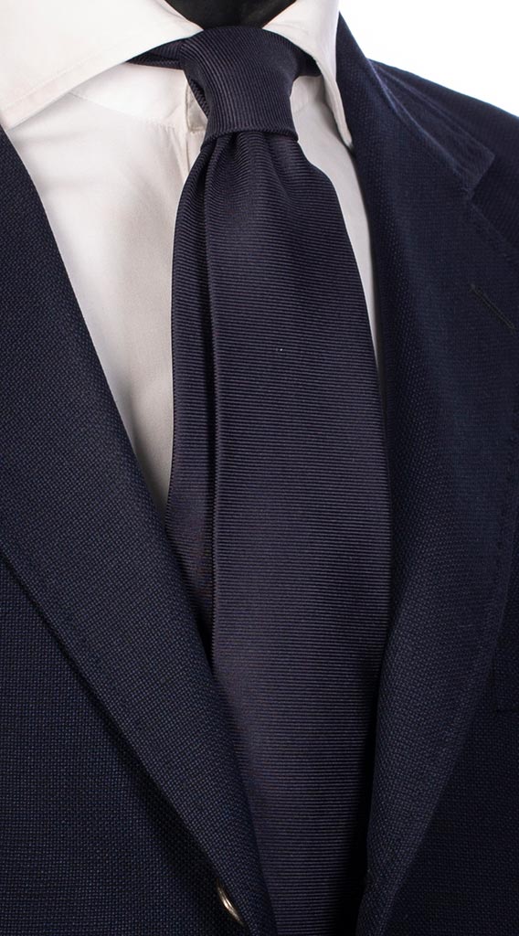 Cravatta di Seta Blu Righe Orizzontali Tono su Tono Made in Italy Graffeo Cravatte