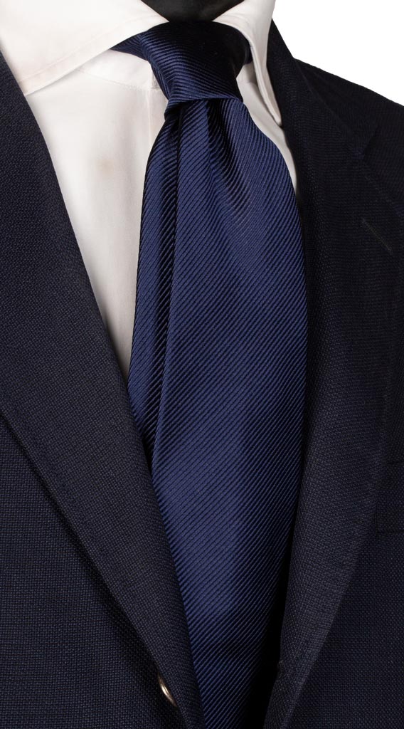 Cravatta di Seta Blu Righe Tinta Unita Made in Italy Graffeo Cravatte
