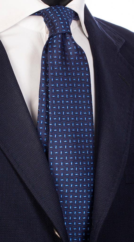 Cravatta di Seta Blu Tono su Tono Bluette Celeste Made in Italy Graffeo Cravatte