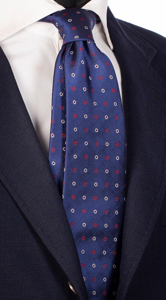 Cravatta di Seta Blu Viola Fantasia Bianca Rossa Made in Italy Graffeo Cravatte
