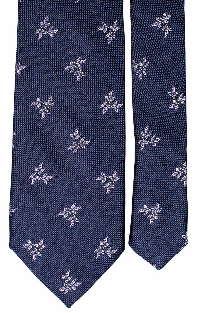 Cravatta di Seta Blu a Fantasia Glicine Bianco Made in Italy Graffeo Cravatte Pala