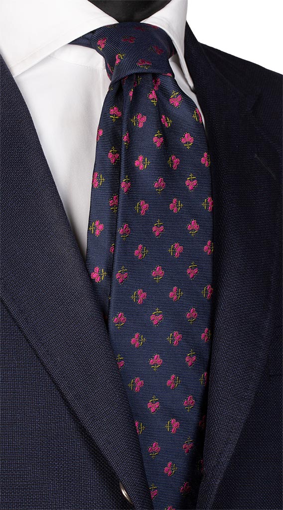 Cravatta Uomo Classica Floreale Jacquard Tessuta In Seta – Nero, Verde, Viola, Blu - Foto 5