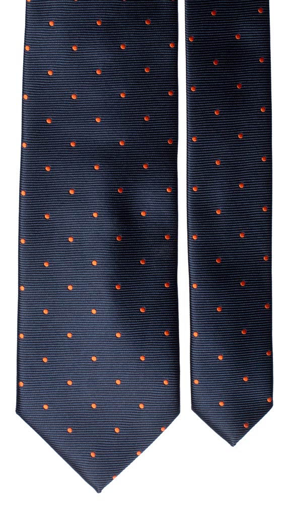 Cravatta di Seta Blu a Pois Arancioni Made in Italy graffeo Cravatte Pala