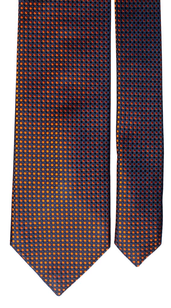 Cravatta di Seta Blu a Pois Arancione Made in Italy graffeo Cravatte Pala