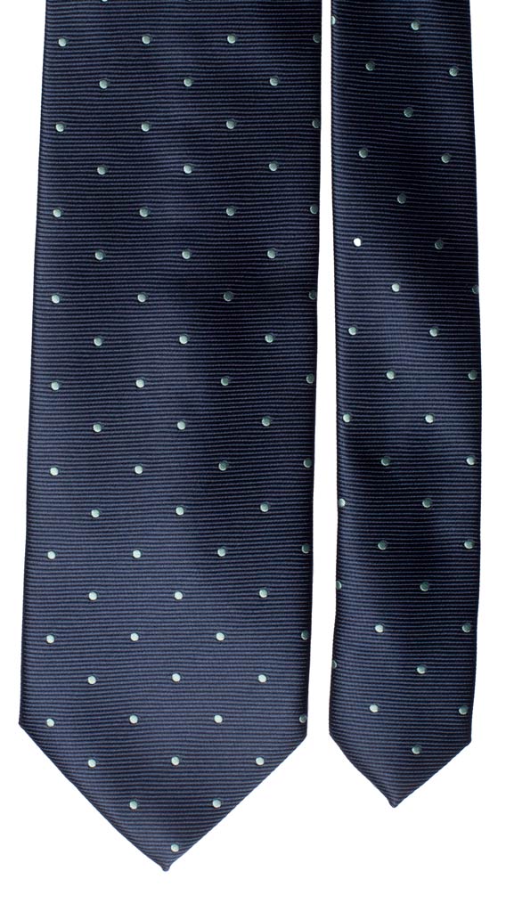 Cravatta di Seta Blu a Pois Verde Acqua Made in Italy graffeo Cravatte Pala