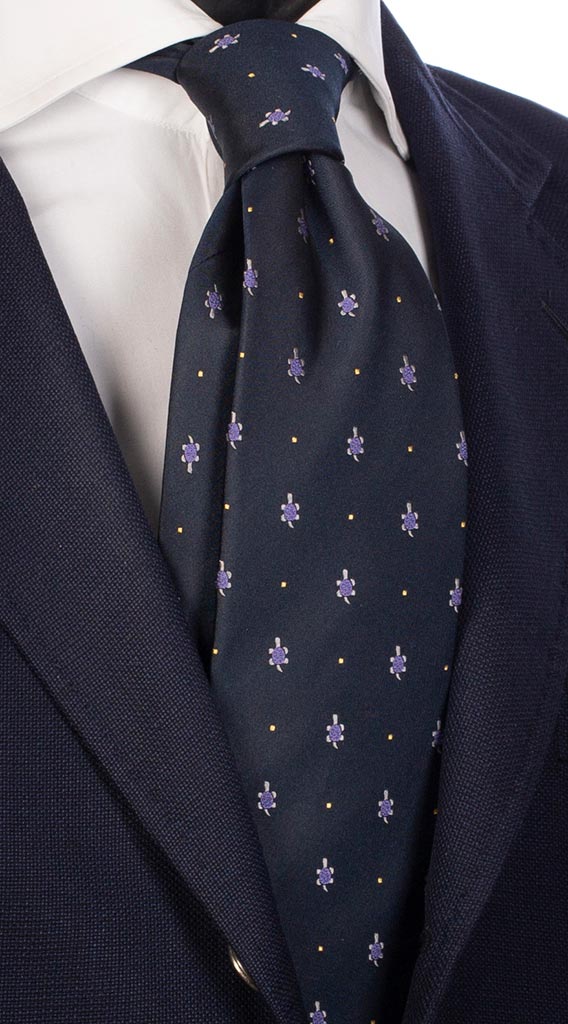 Cravatta di Seta Blu con Animali Made in Italy Graffeo Cravatte