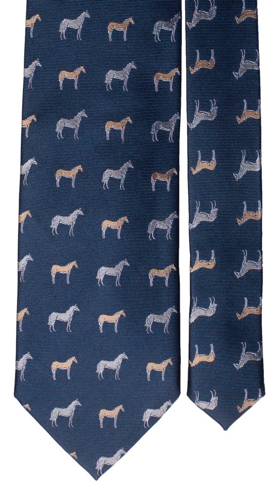 Cravatta di Seta Blu con Animali Made in Italy graffeo Cravatte Pala