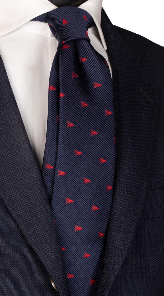 Cravatta di Seta Blu con Bandiera Rossa Made in Italy Graffeo Cravatte
