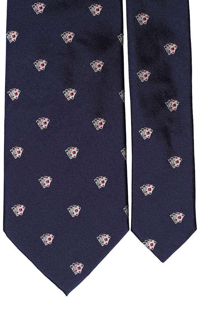 Cravatta di Seta Blu con Carte da Poker Made in Italy Graffeo Cravatte Pala