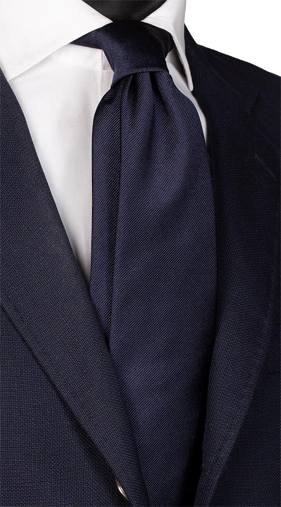 Cravatta di Seta Blu con Riga Tono su Tono Made in Italy Graffeo Cravatte